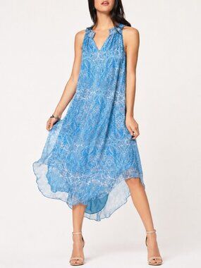 Ramy Brook Jolie Blue Paisley Midi Dress Size S